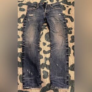 Men’s Rockstar Distressed Button Down Blue Jeans - 31/32
